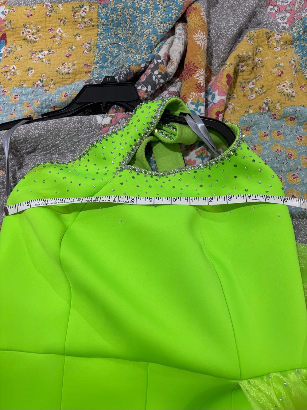 Custom Pageant Fun Fashion Neon One-Shoulder Romper with Draped Train - Picture 6 of 10